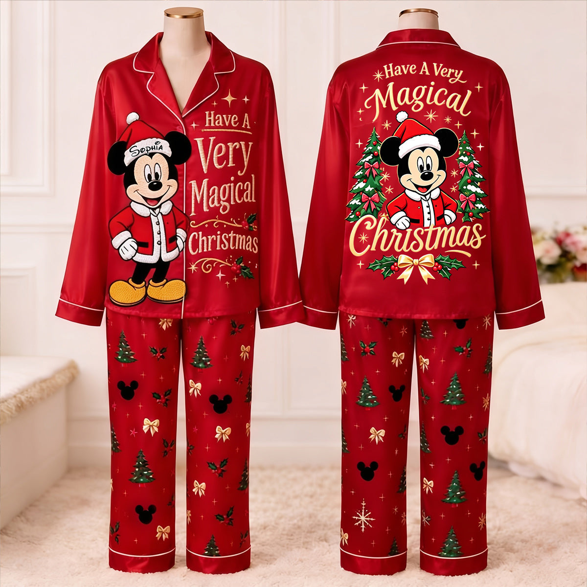 Have A Very Magical Christmas - Personalized Mouse Button Down Pajamas