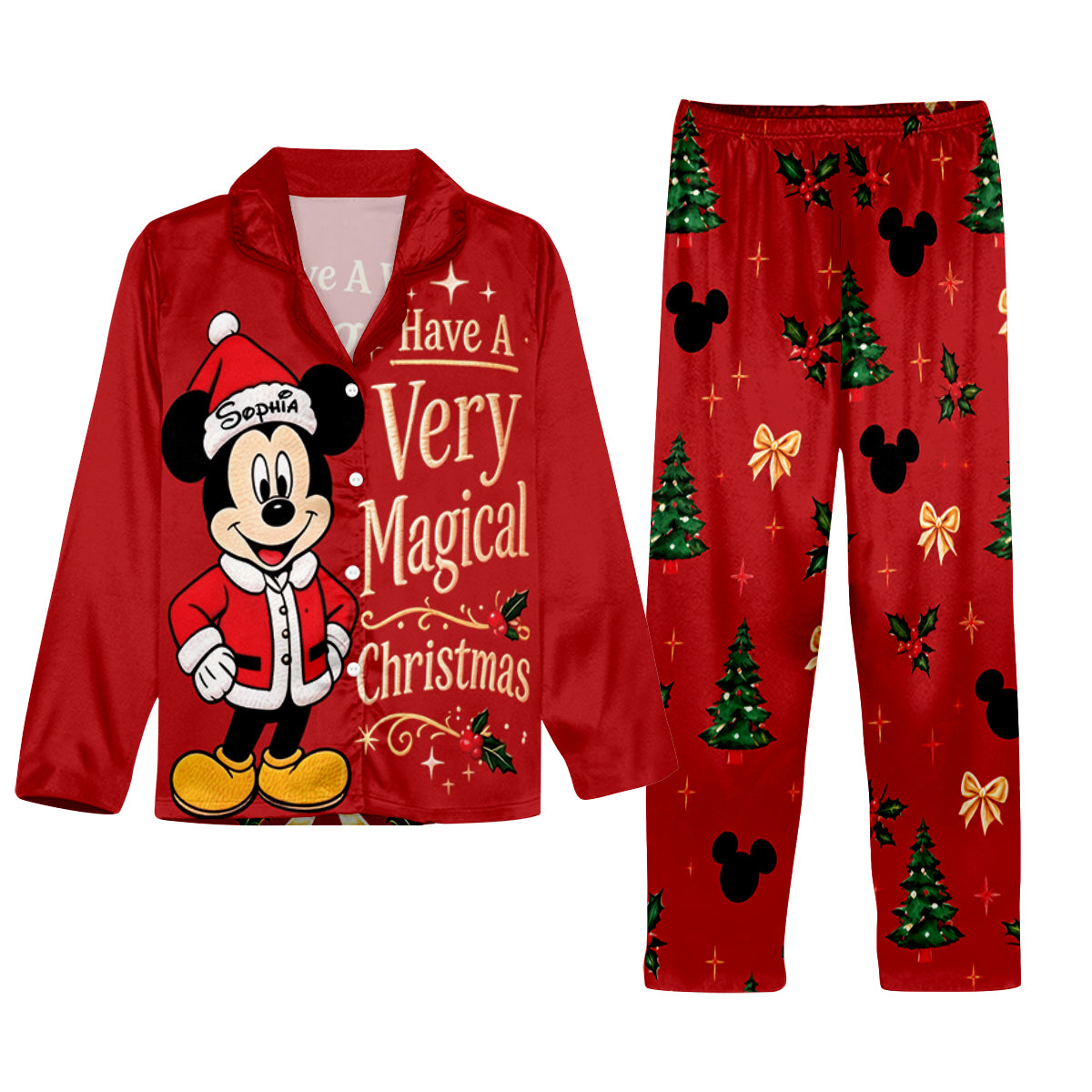 Have A Very Magical Christmas - Personalized Mouse Button Down Pajamas