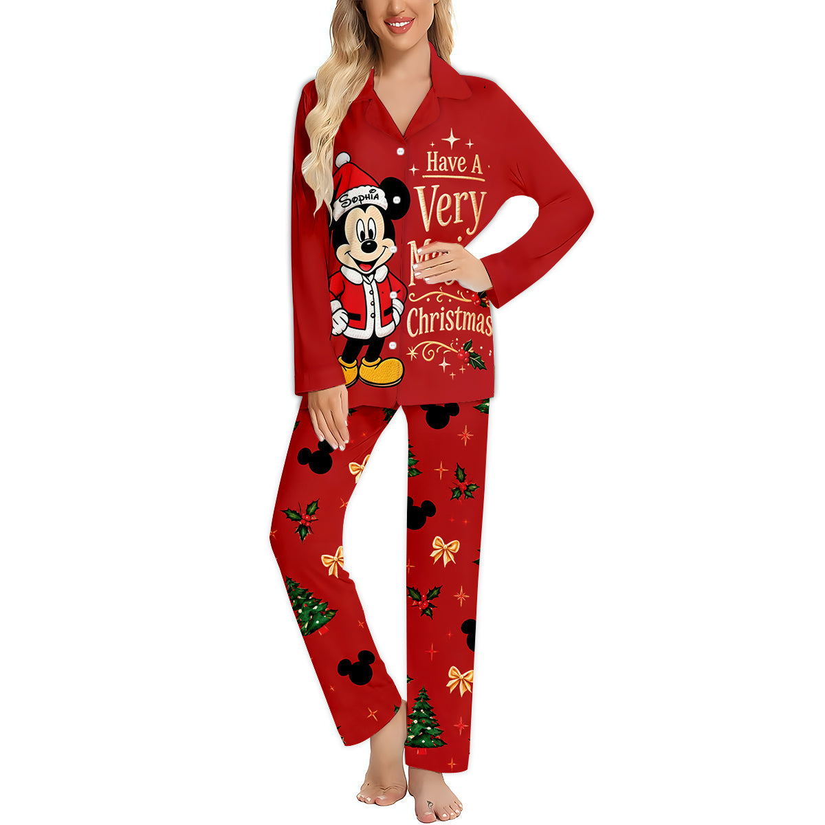 Have A Very Magical Christmas - Personalized Mouse Button Down Pajamas