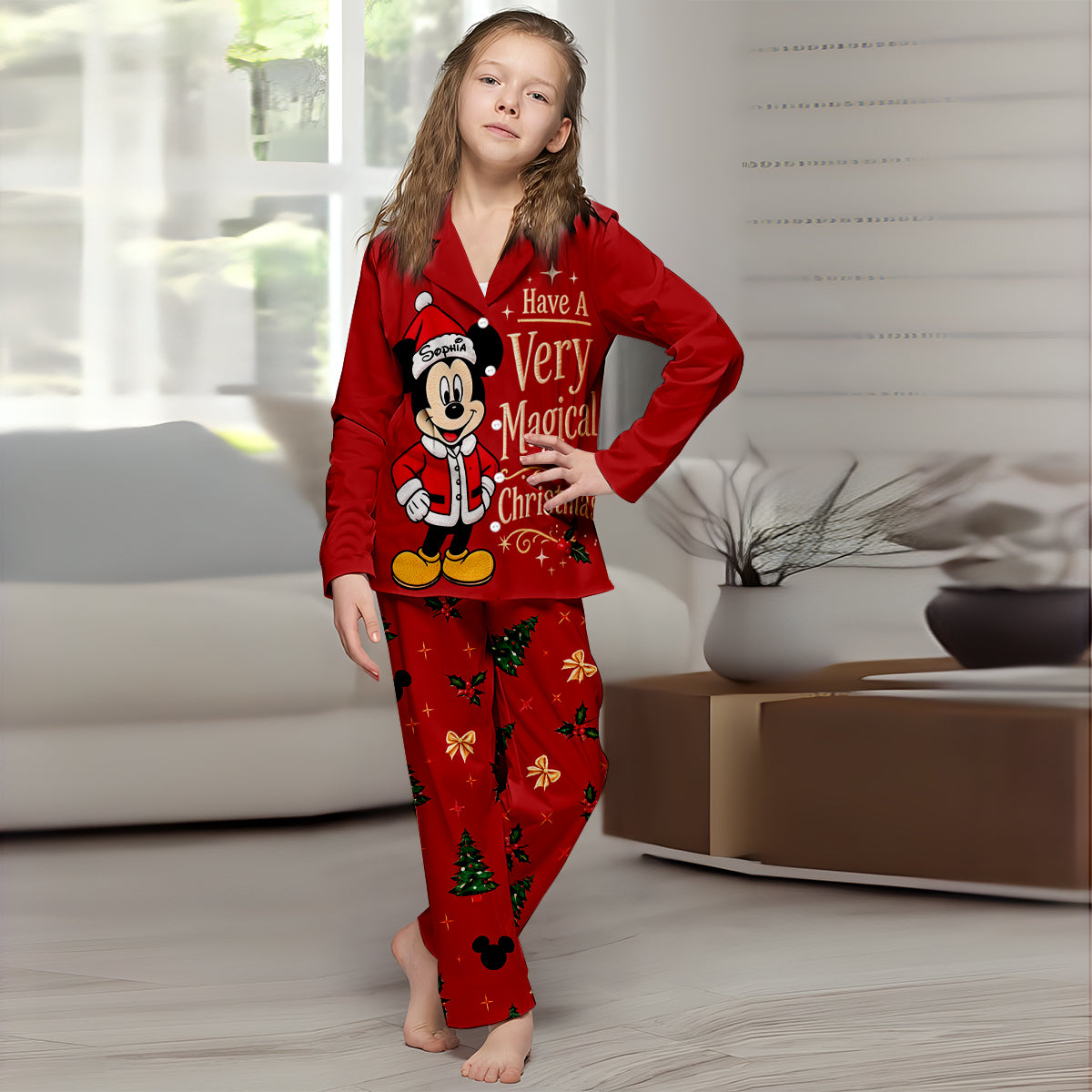 Have A Very Magical Christmas - Personalized Mouse Button Down Pajamas