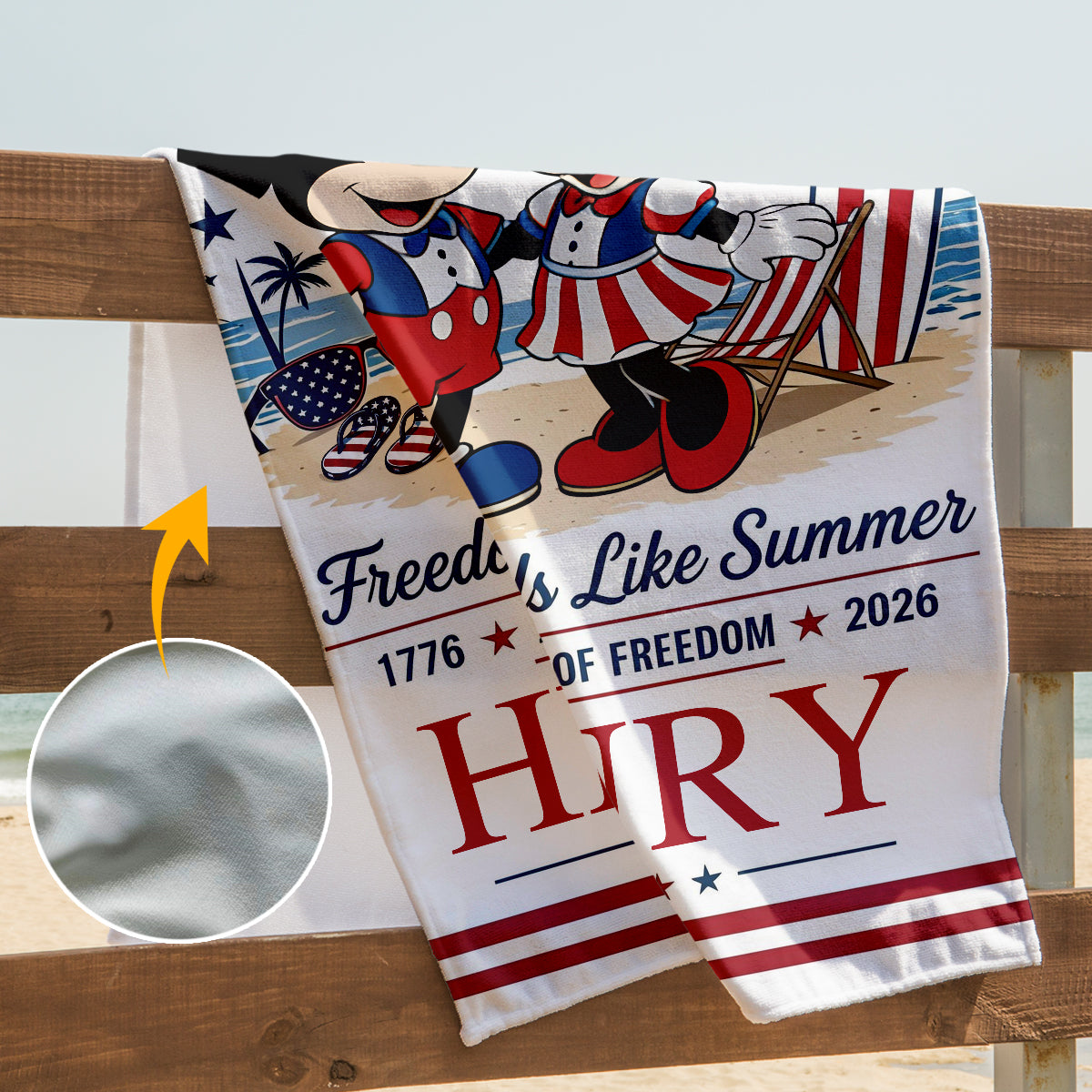 Freedom Feels Like Summer - Personalized Mouse Quick-dry Beach Towel/ Bath Towel