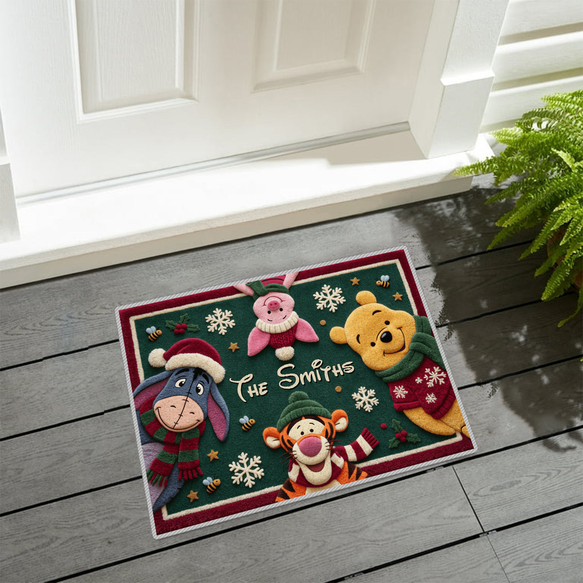 Oh! What Fun Christmas Gift - Personalized Yellow Bear Non-Slip Tufted Rug