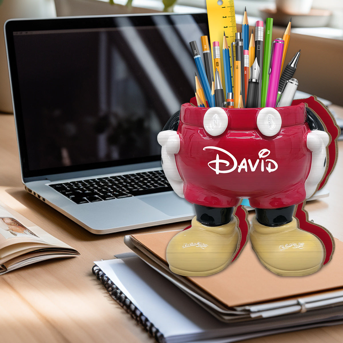 Cute Mouse - Personalized Mouse Wooden Pen Holder