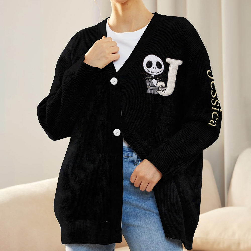 Spooky Monogram - Personalized Nightmare Cardigan Sweater