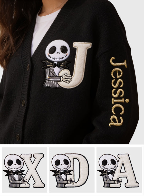 Spooky Monogram - Personalized Nightmare Cardigan Sweater