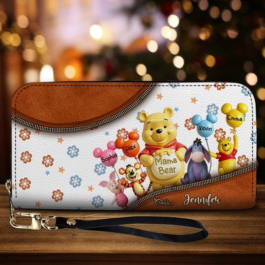 Mama Bear - Personalized Mouse Leather Long Wallet