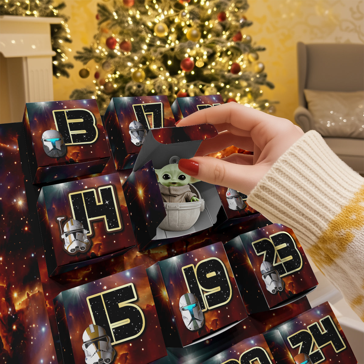 The Force Be With You - Personalized The Force Folded Advent Calendar With Ornaments