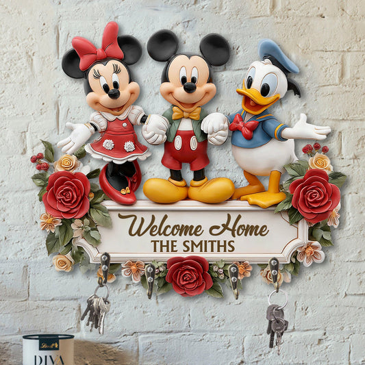 Welcome Home - Personalized Mouse Custom Shaped Key Rack