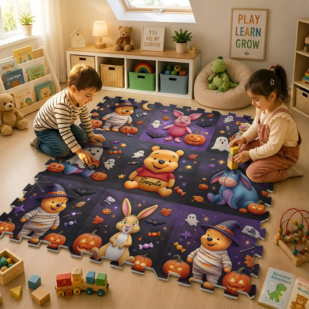 Halloween Friends - Personalized Yellow Bear Foam Puzzle Mat