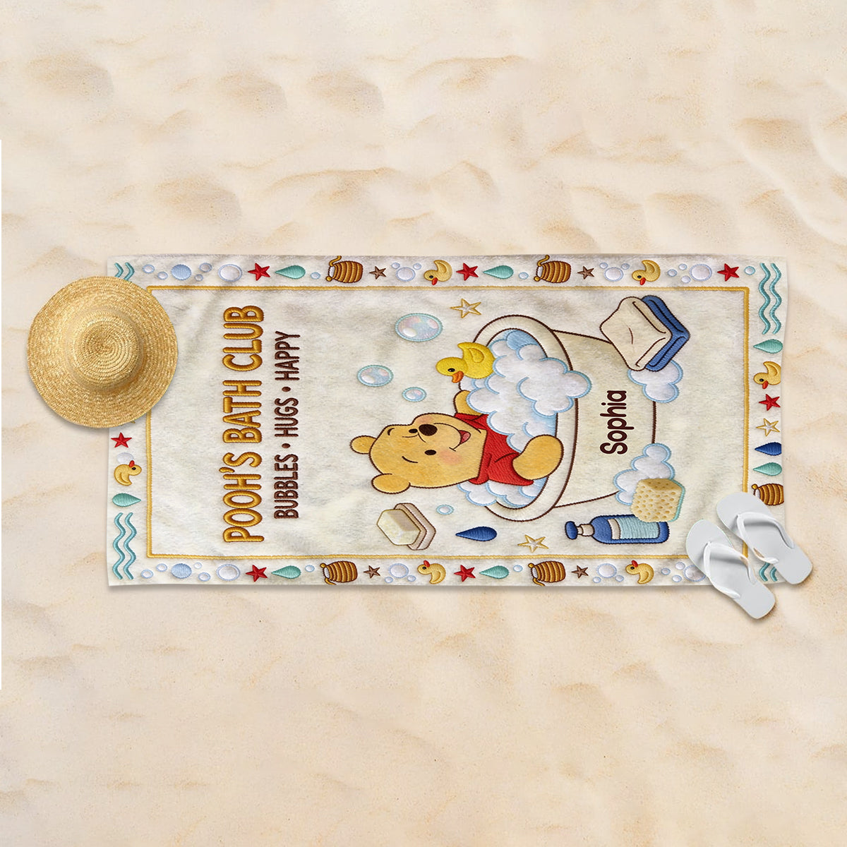 Bath Club - Personalized Yellow Bear Quick-dry Beach Towel/ Bath Towel
