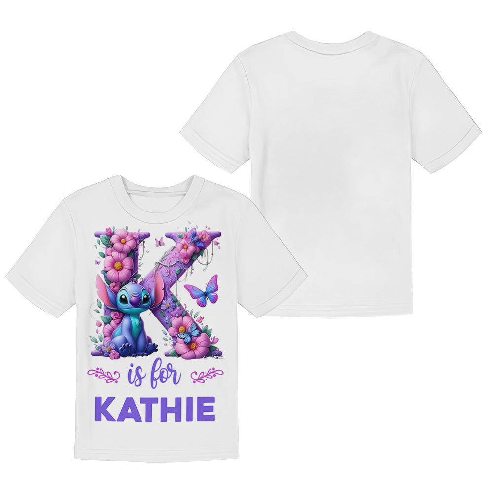 Blue Ohana Alphabet Letter Custom Name - Personalized Ohana Kid T-shirt & Shorts
