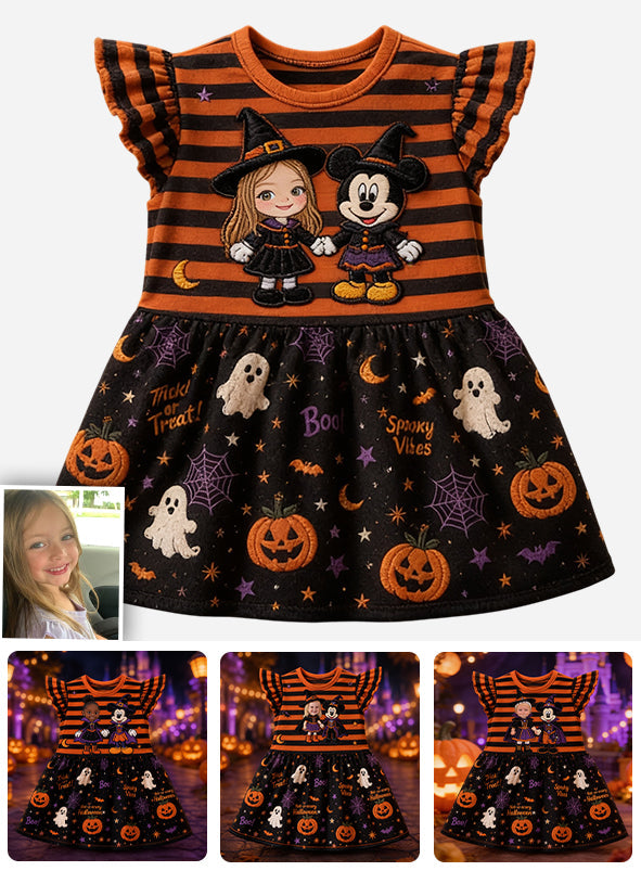 Halloween Not-So-Scary Party - Personalized Mouse Kid Ruffle Sleeve Dress