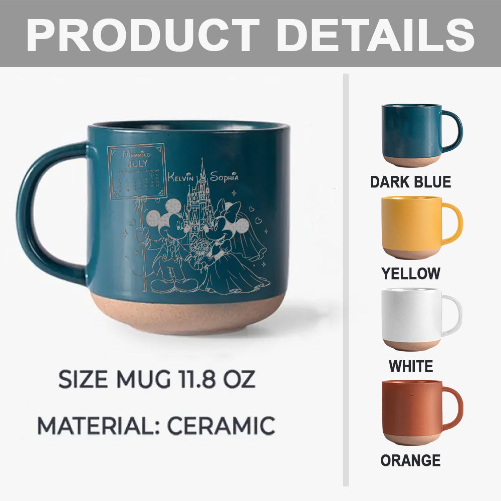 Happily Ever After - Personalized Mouse Engraved Pottery Mug
