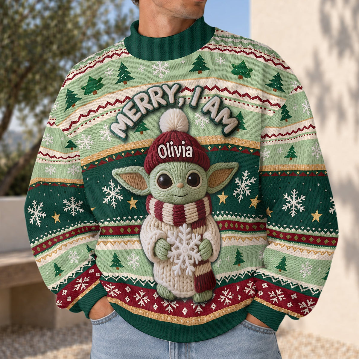 Baby Green Monster - Personalized The Force Mock Neck Sweatshirt