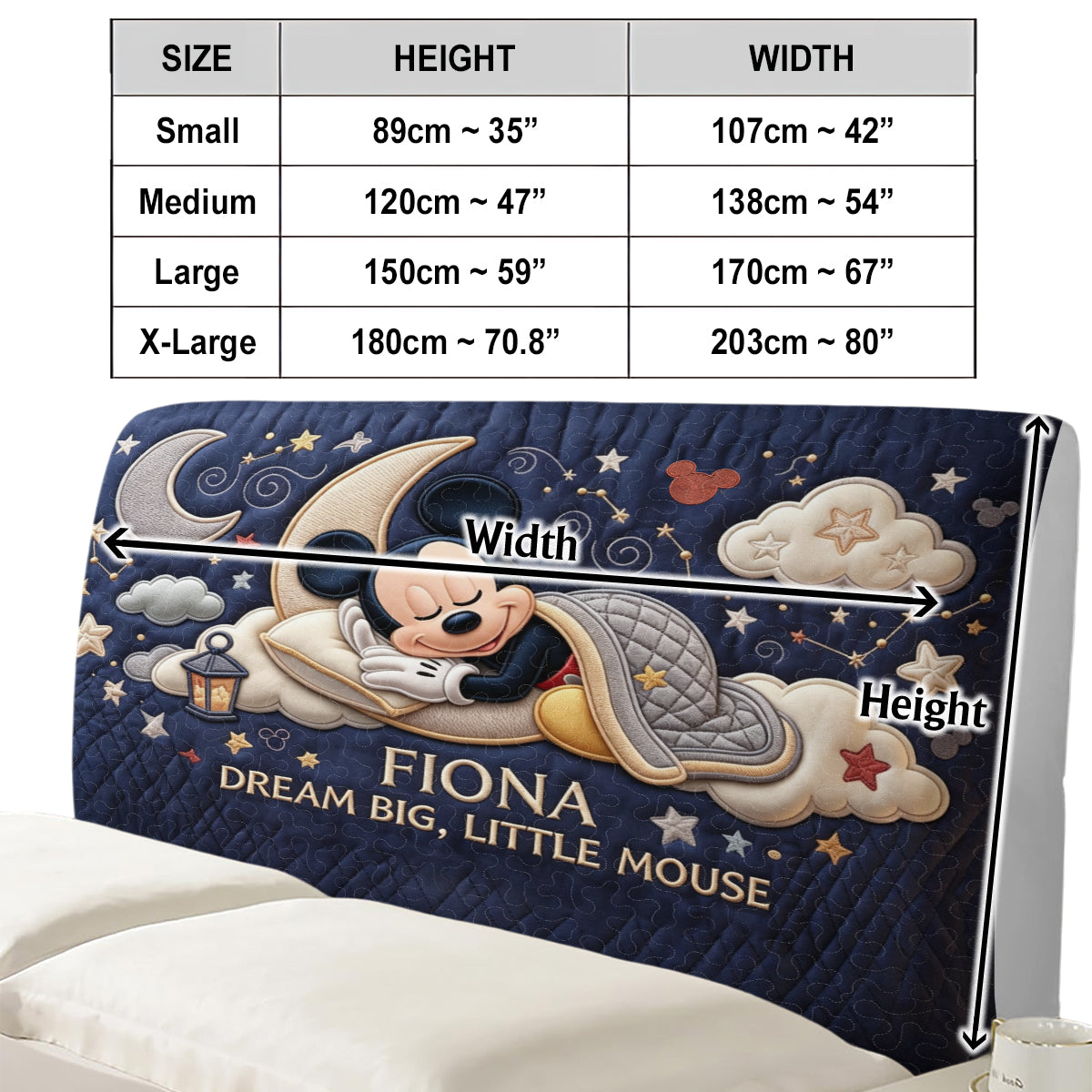 Dream Big, Little Mouse - Personalized Mouse Headboard Slipcover