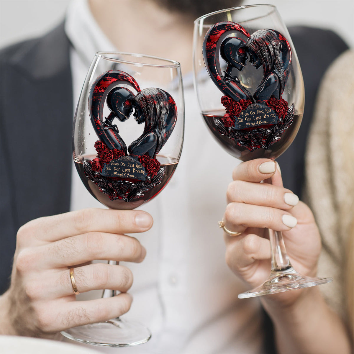 Till Death Do Us Part - Personalized Nightmare Wine Glass With Long Stem