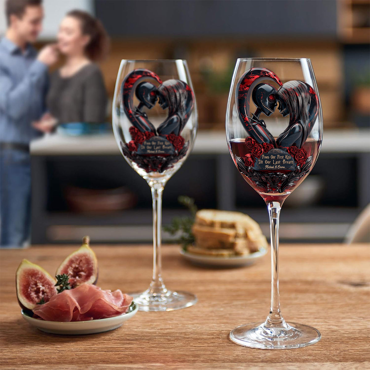 Till Death Do Us Part - Personalized Nightmare Wine Glass With Long Stem