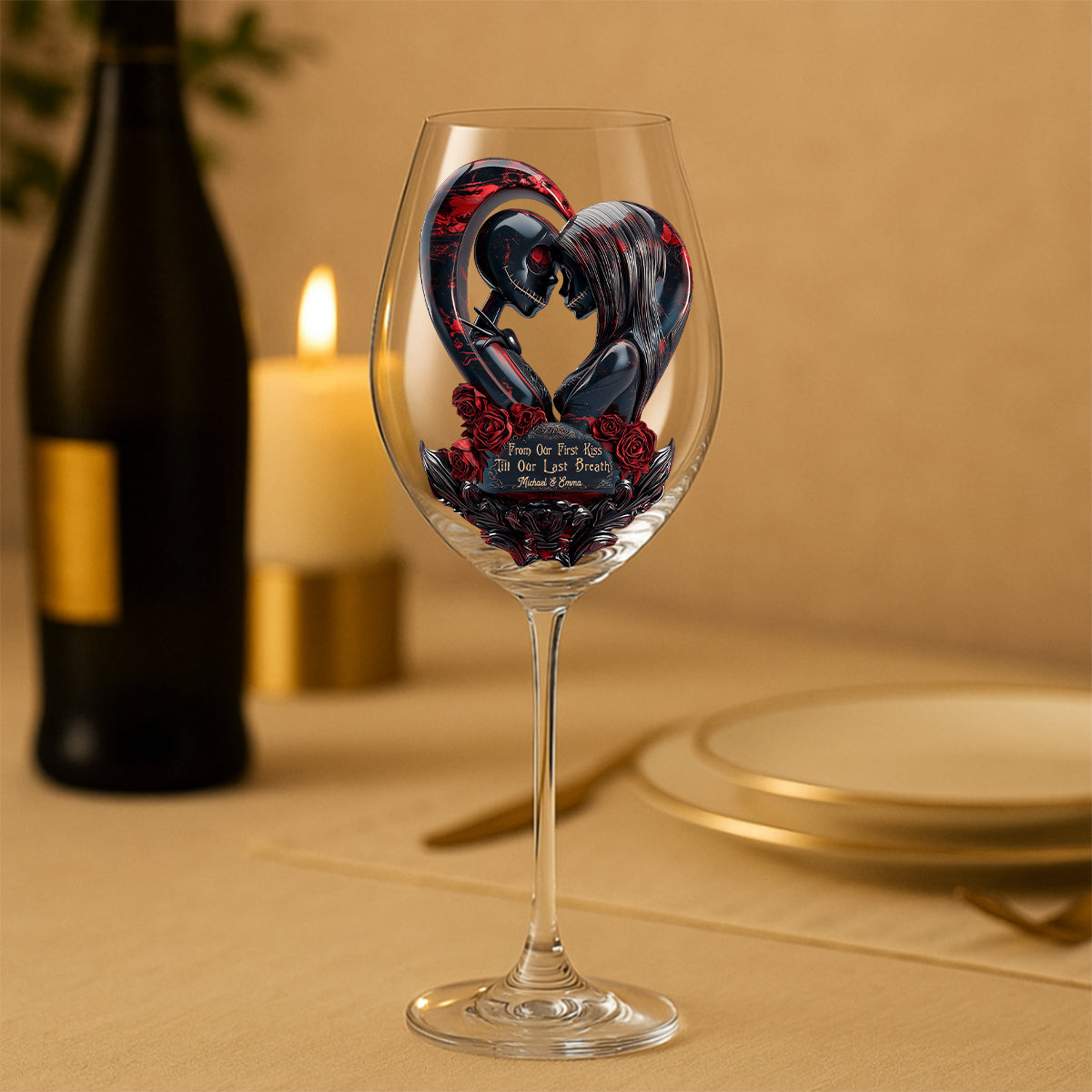 Till Death Do Us Part - Personalized Nightmare Wine Glass With Long Stem