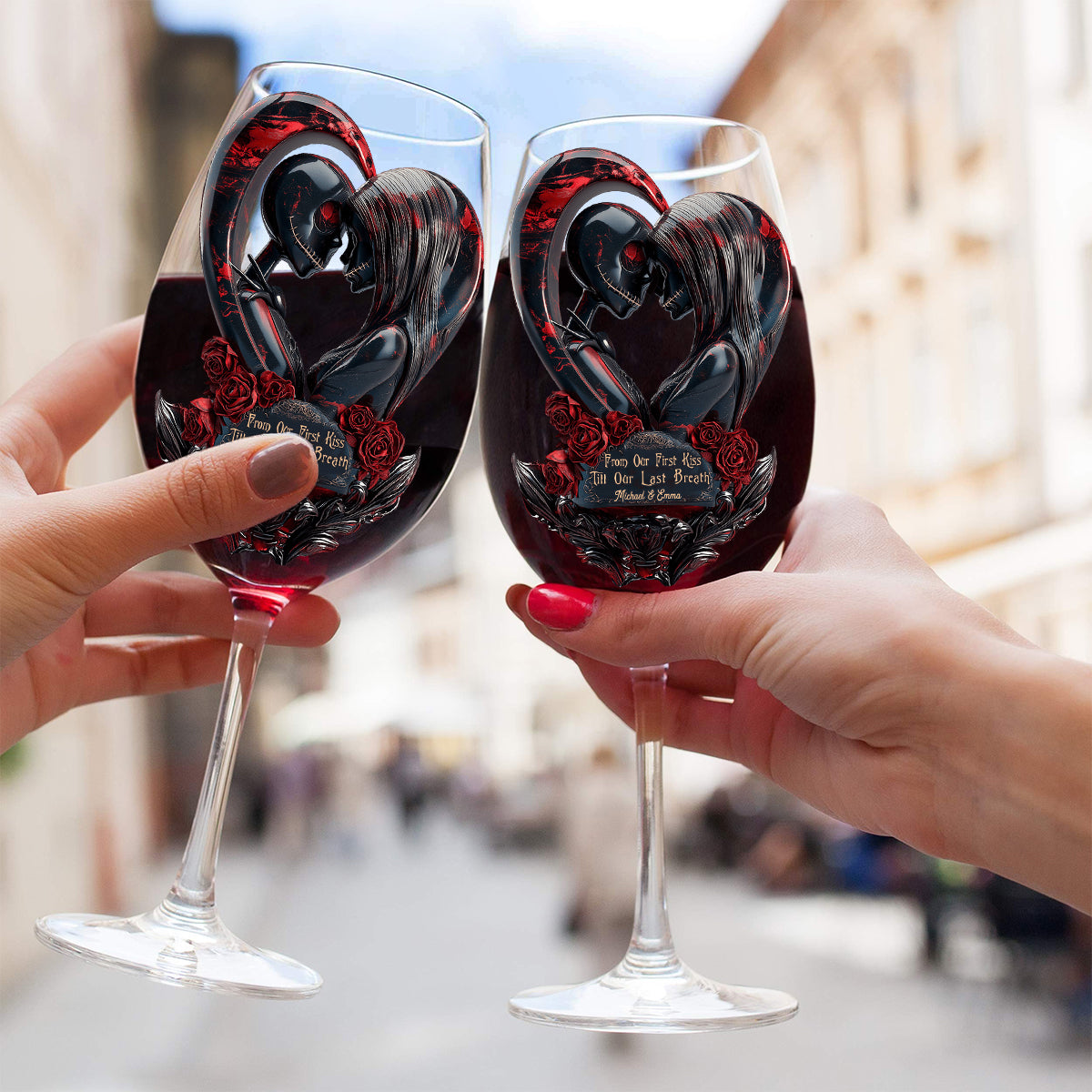 Till Death Do Us Part - Personalized Nightmare Wine Glass With Long Stem