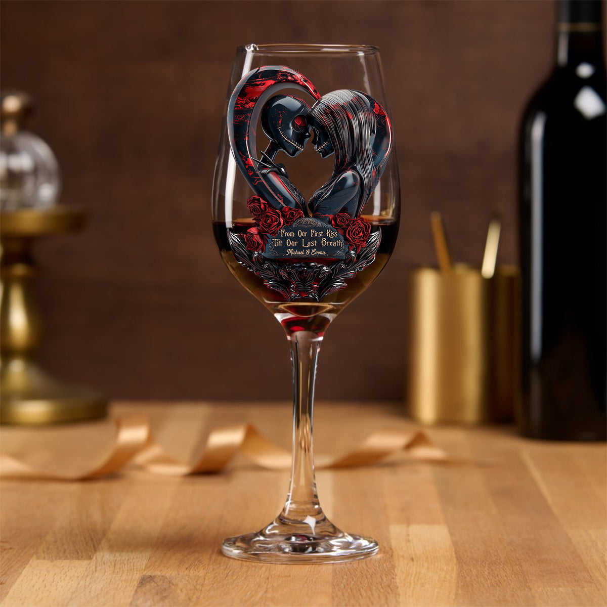 Till Death Do Us Part - Personalized Nightmare Wine Glass With Long Stem