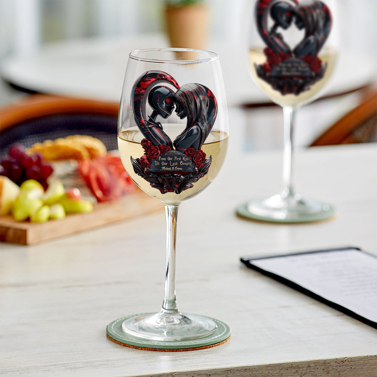 Till Death Do Us Part - Personalized Nightmare Wine Glass With Long Stem