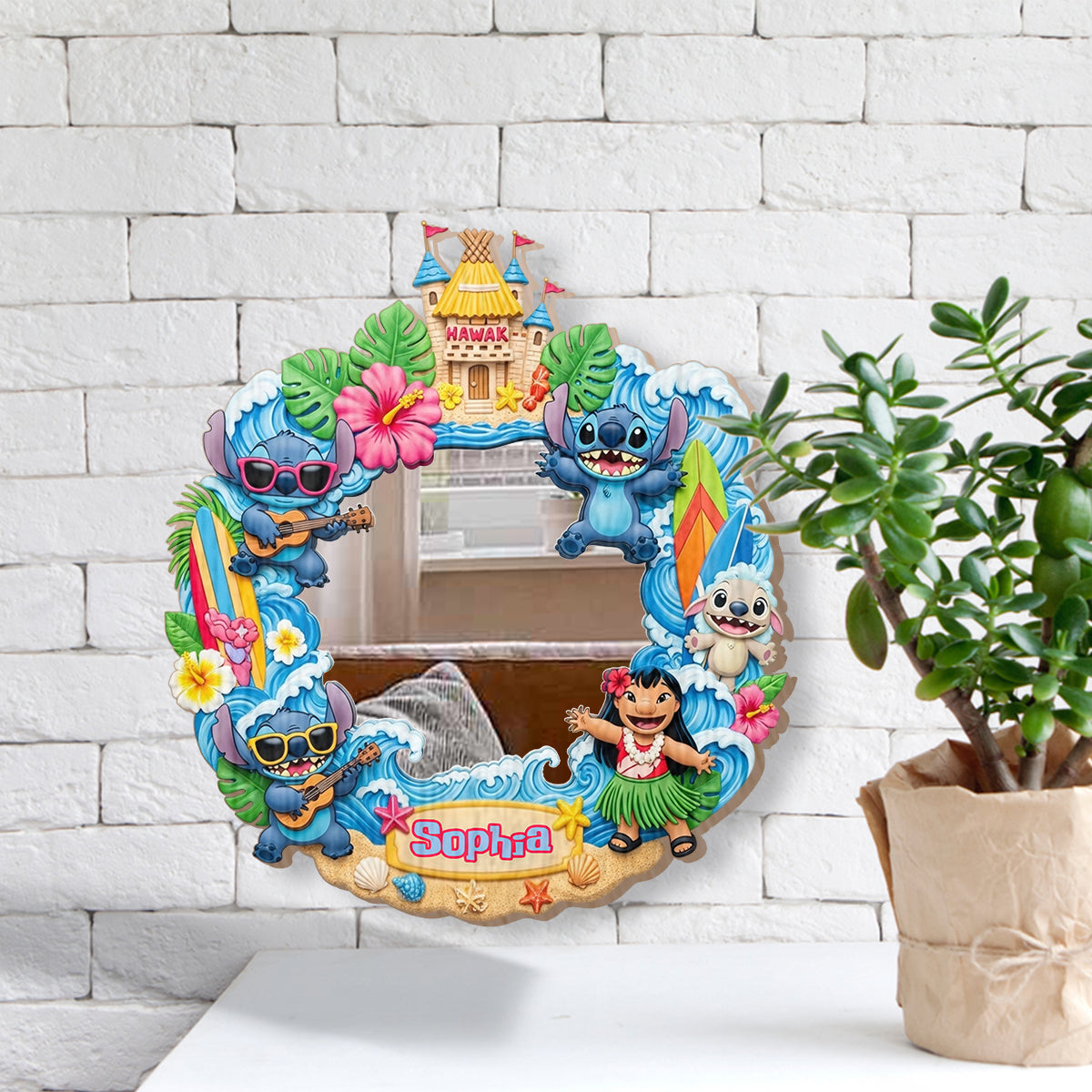 Tropical Alien Adventure - Personalized Ohana Wall Hanging Mirror