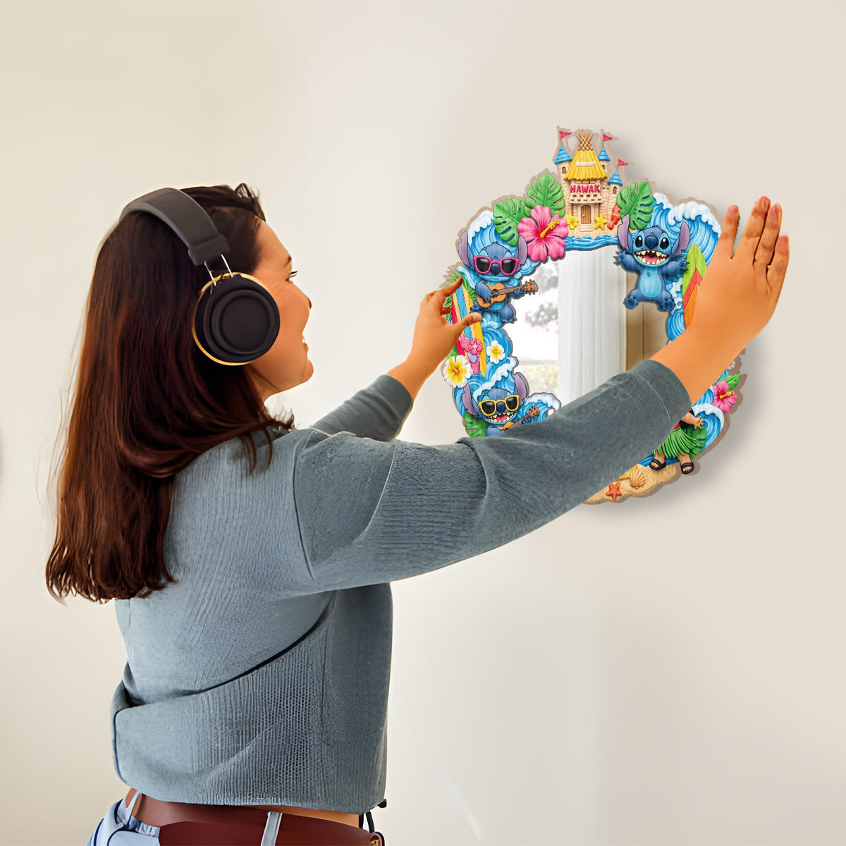Tropical Alien Adventure - Personalized Ohana Wall Hanging Mirror