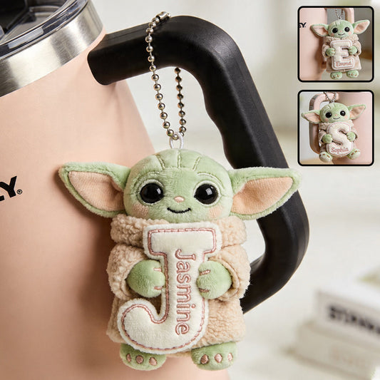 Cute Initial Letter Summer Vibe - Personalized The Force Plush Keychain