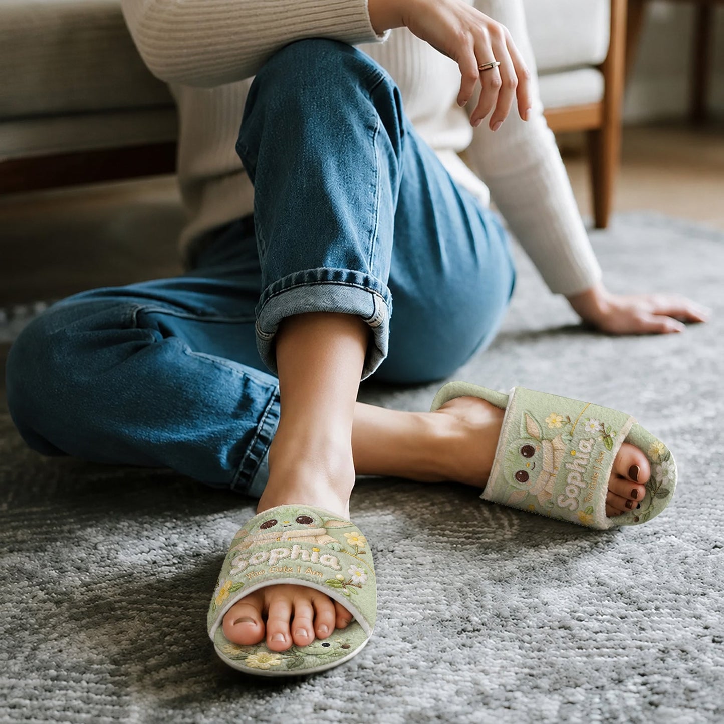 Too Cute I Am - Personalized The Force Open-Toe Slippers