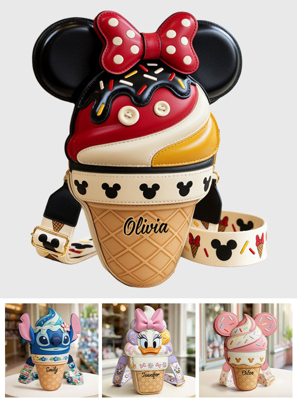 Magical Friends - Personalized Mouse Custom Shaped Leather Tote Bag