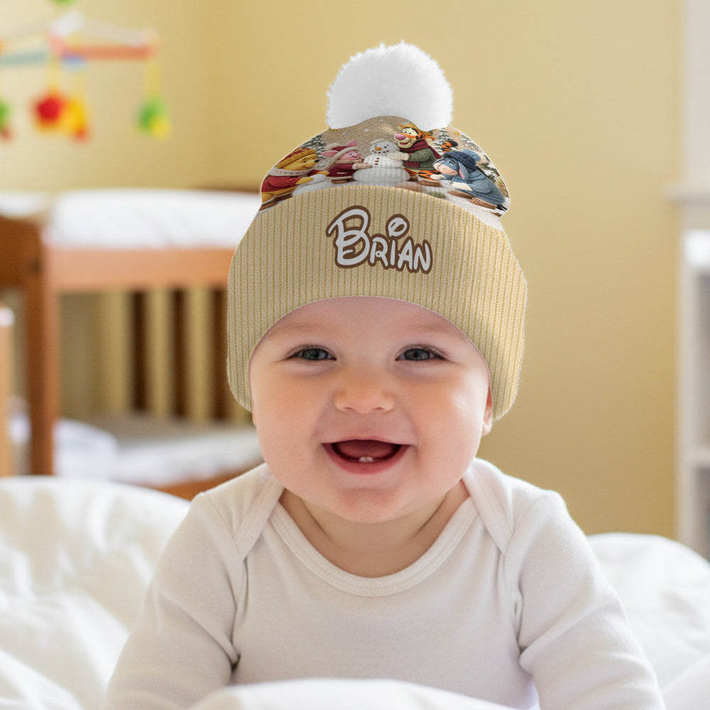 Snow Much Fun Together - Personalized Yellow Bear Beanie Hat