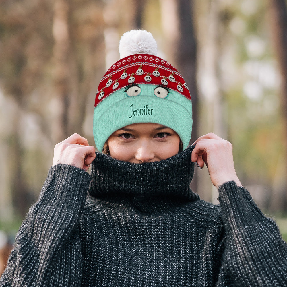 Snowman Face Christmas - Personalized Nightmare Beanie Hat