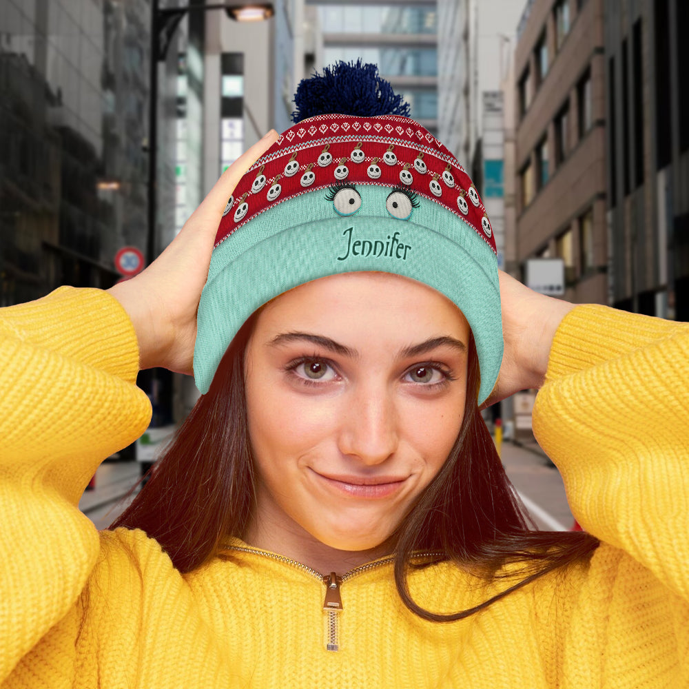 Snowman Face Christmas - Personalized Nightmare Beanie Hat