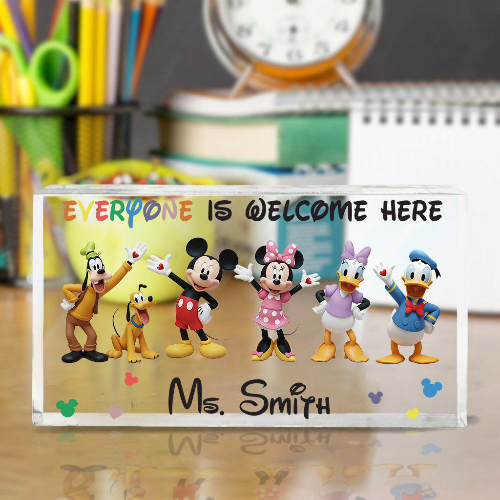 Everyone Is Welcome Here - Personalized Mouse Custom Shaped Acrylic Plaque