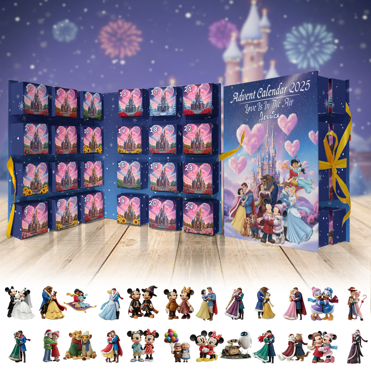 Magical Couple Collection - Personalized Mouse Folded Advent Calendar With Ornaments