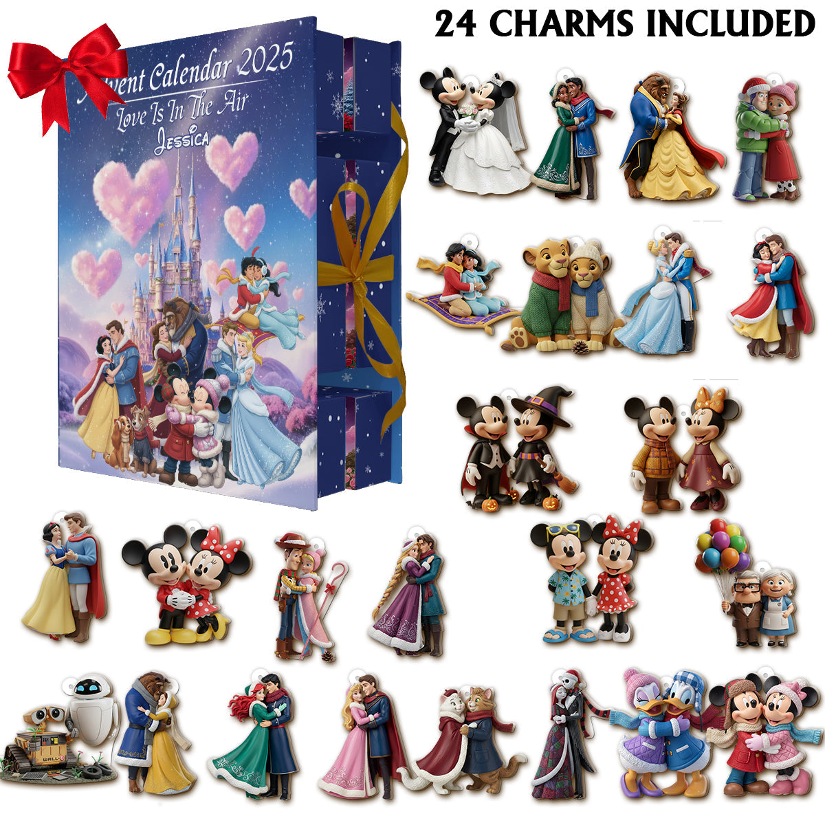 Magical Couple Collection - Personalized Mouse Folded Advent Calendar With Ornaments