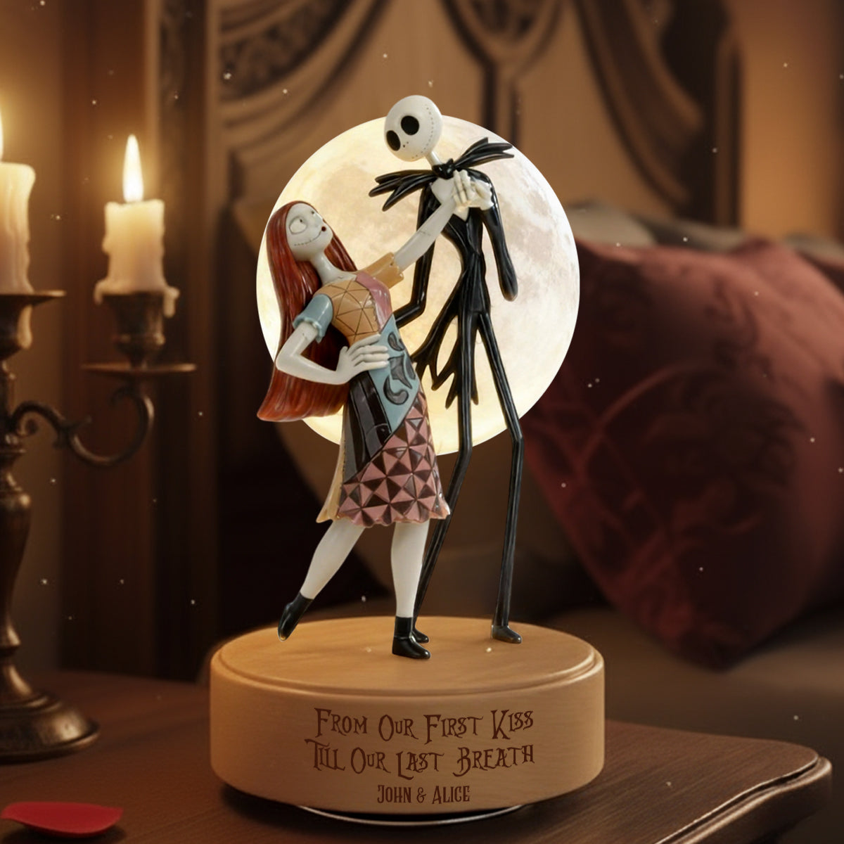 From Our First Kiss Till Our Last Breath - Personalized Nightmare Rotating Music Plaque