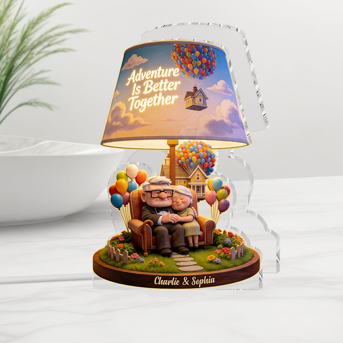 Adventure Is Better Together - Personalized Up Movie Couple Acrylic LED Night Light