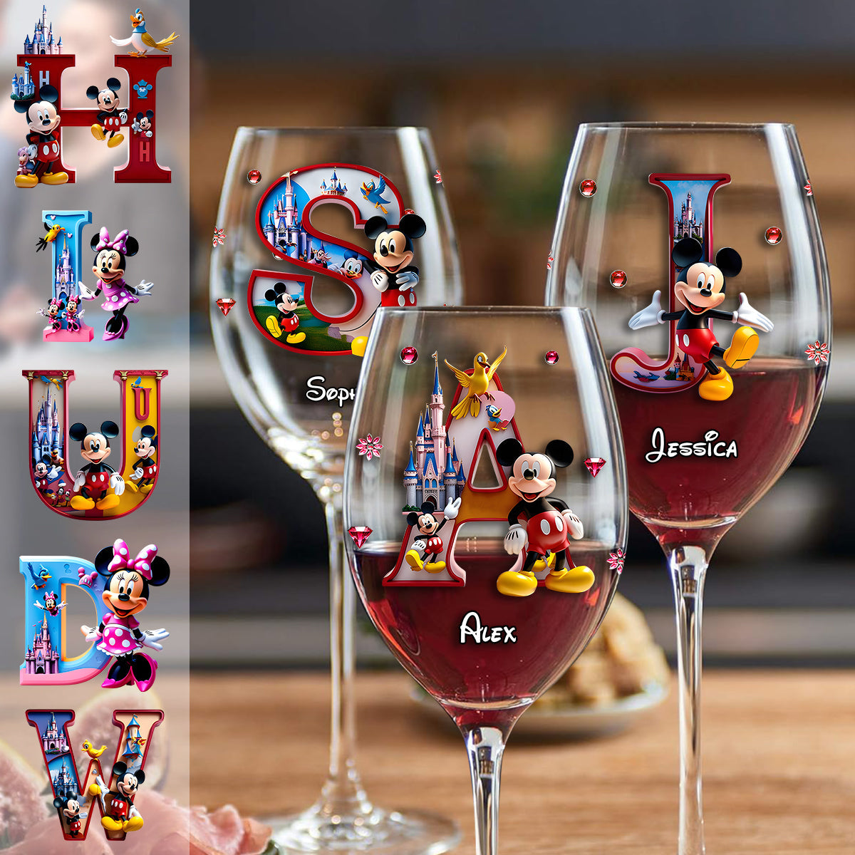Merry Christmas - Personalized Mouse Wine Glass With Long Stem