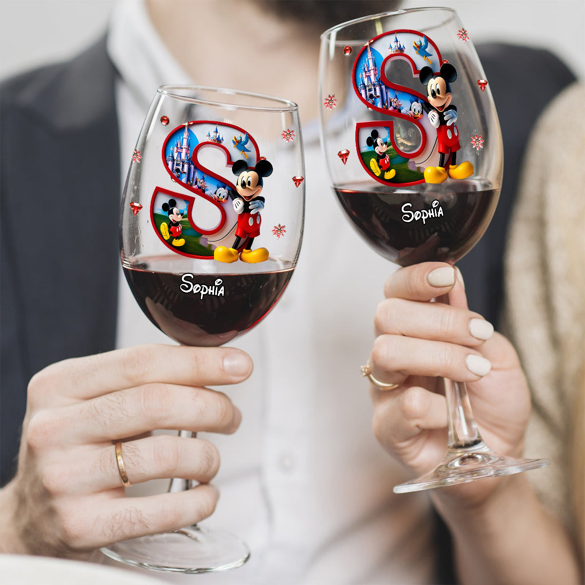 Merry Christmas - Personalized Mouse Wine Glass With Long Stem