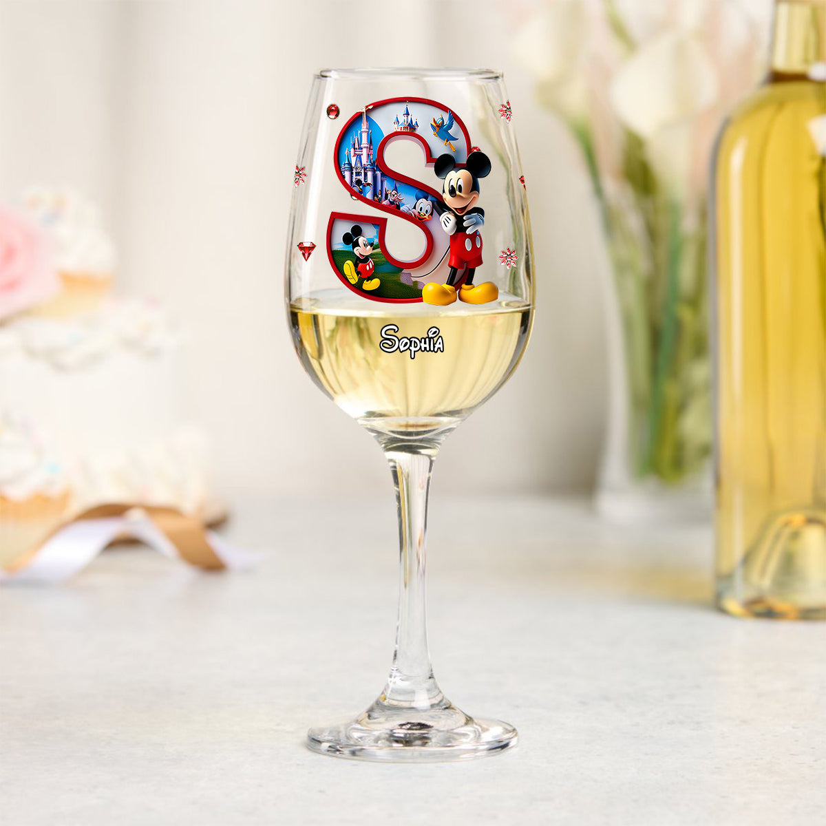 Merry Christmas - Personalized Mouse Wine Glass With Long Stem