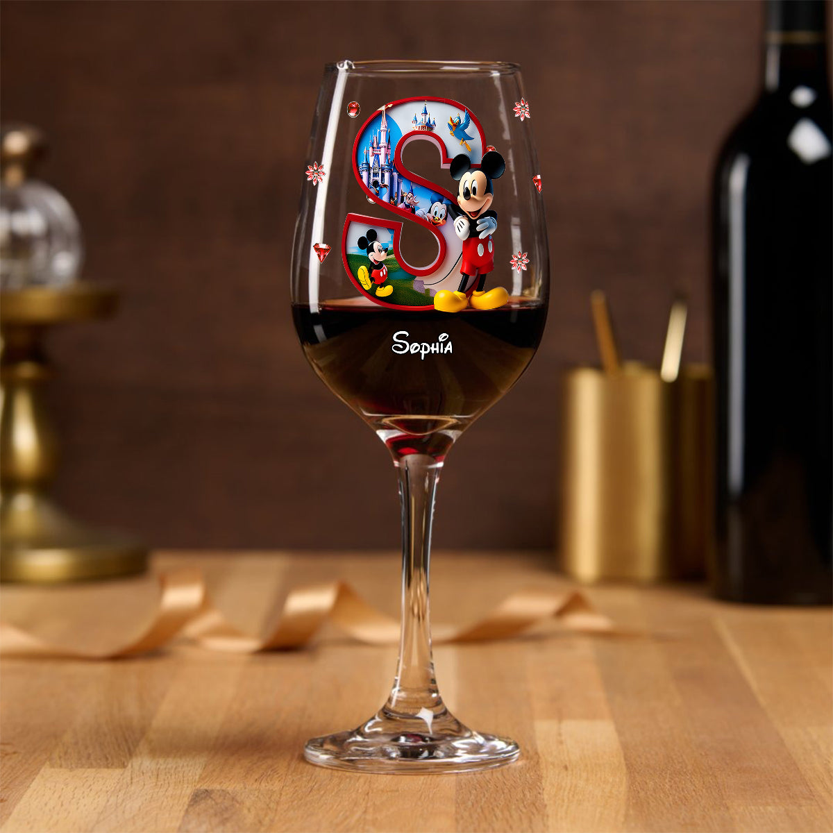 Merry Christmas - Personalized Mouse Wine Glass With Long Stem