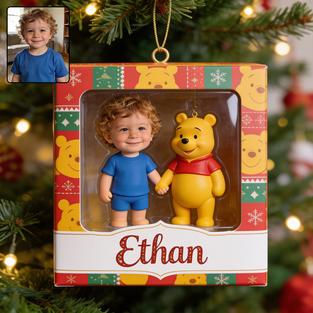 Cute Friends Any Character - Personalized Yellow Bear Premium 3D Ornament