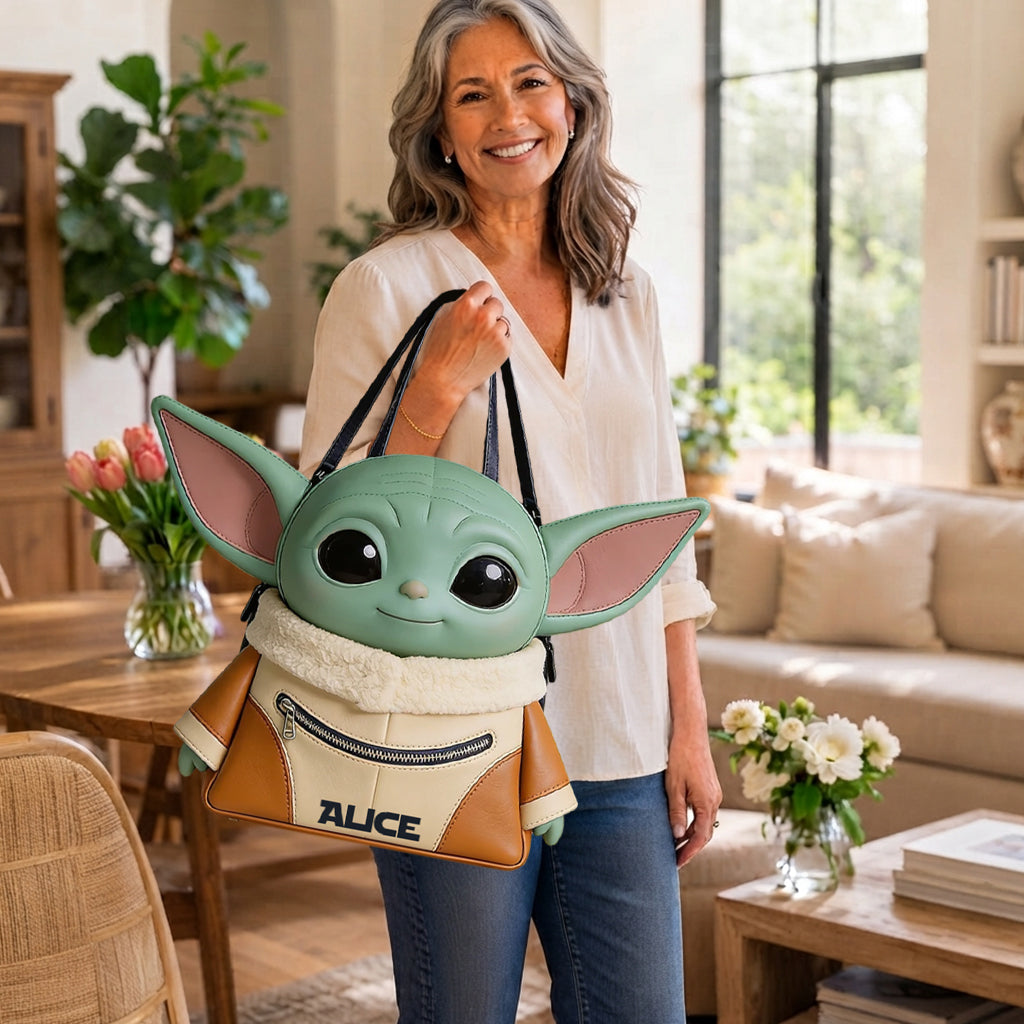 Cute Green Ailen - Personalized The Force Custom Shape Tote Bag