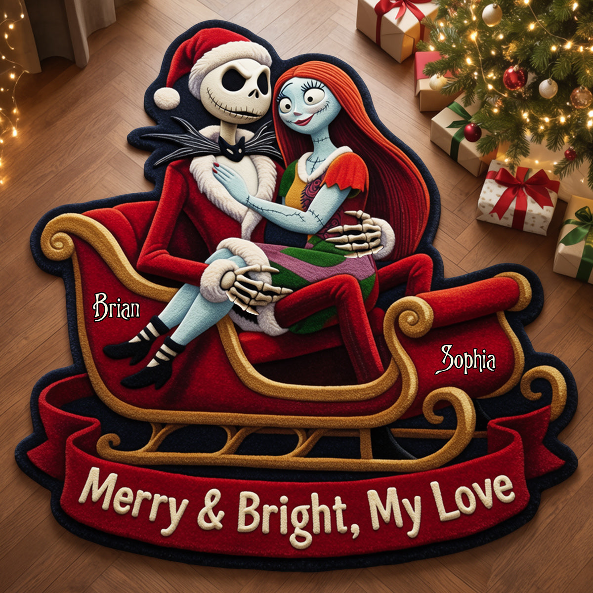 Merry And Bright, My Love - Personalized Nightmare Non-Slip Tufted Rug