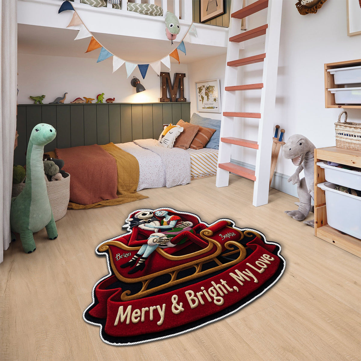 Merry And Bright, My Love - Personalized Nightmare Non-Slip Tufted Rug