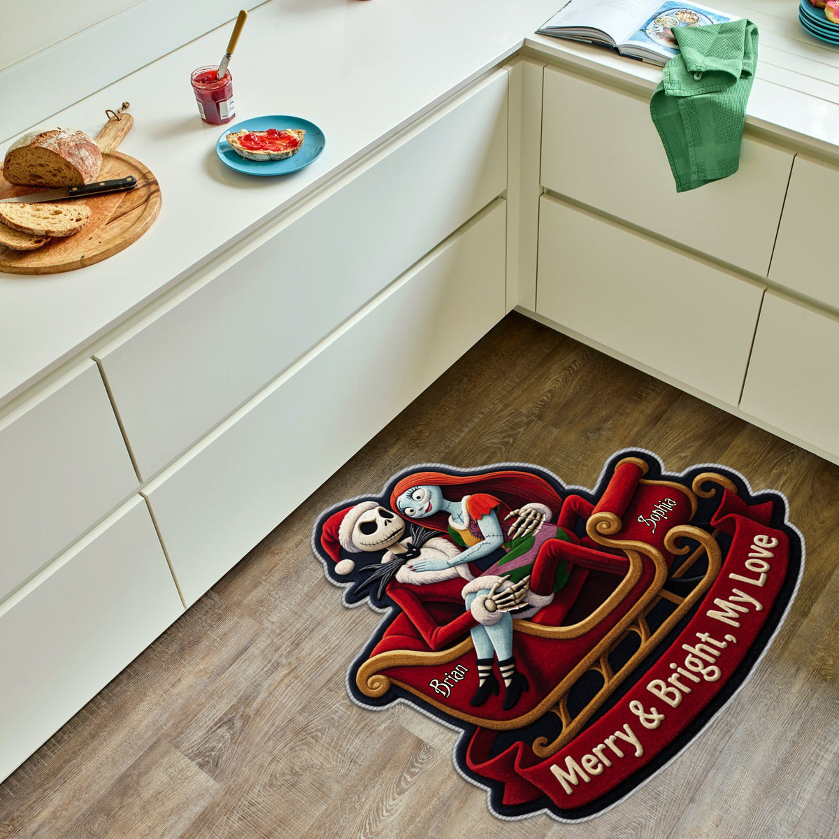 Merry And Bright, My Love - Personalized Nightmare Non-Slip Tufted Rug