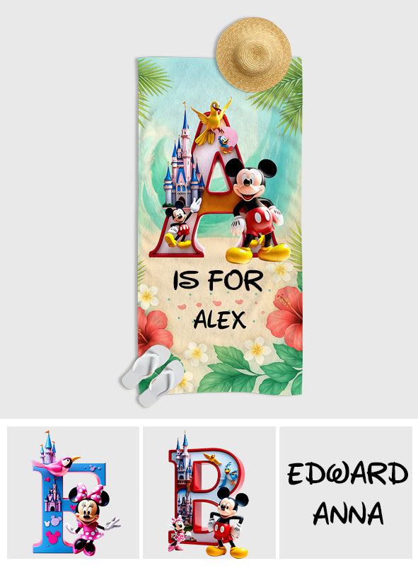 Magic Alphabet Summer Vibe - Personalized Mouse Quick-dry Beach Towel/ Bath Towel