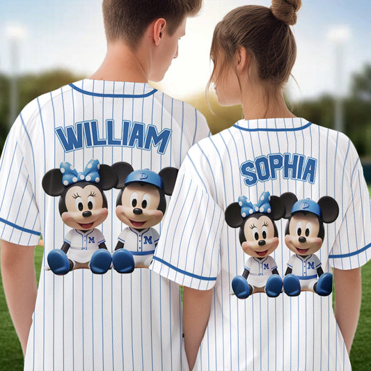 Matching Baseball Jersey For Couple - Personalized Mouse Baseball Jersey