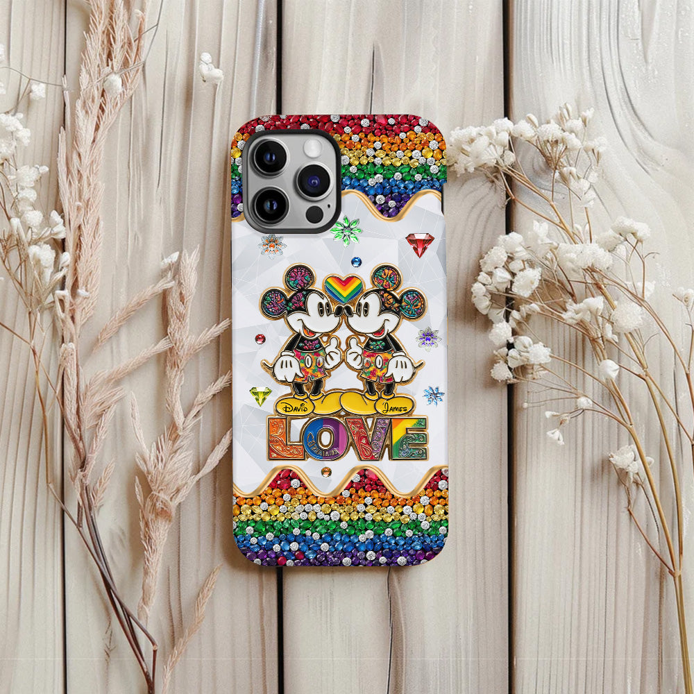 Rainbow Mouse Couple Love - Personalized LGBT Support Full Print Phone Case